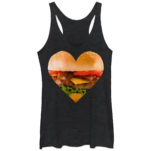 Women's Lost Gods Bacon Cheeseburger Heart Racerback Tank Top
