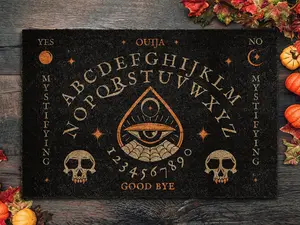 Halloween Skeleton Ouija Board Coir Door Mat, Welcome Halloween Front Door Mat, Outdoor Mats Funny Doormat, Halloween Decor Mat, Spooky Season Front Porch Decor