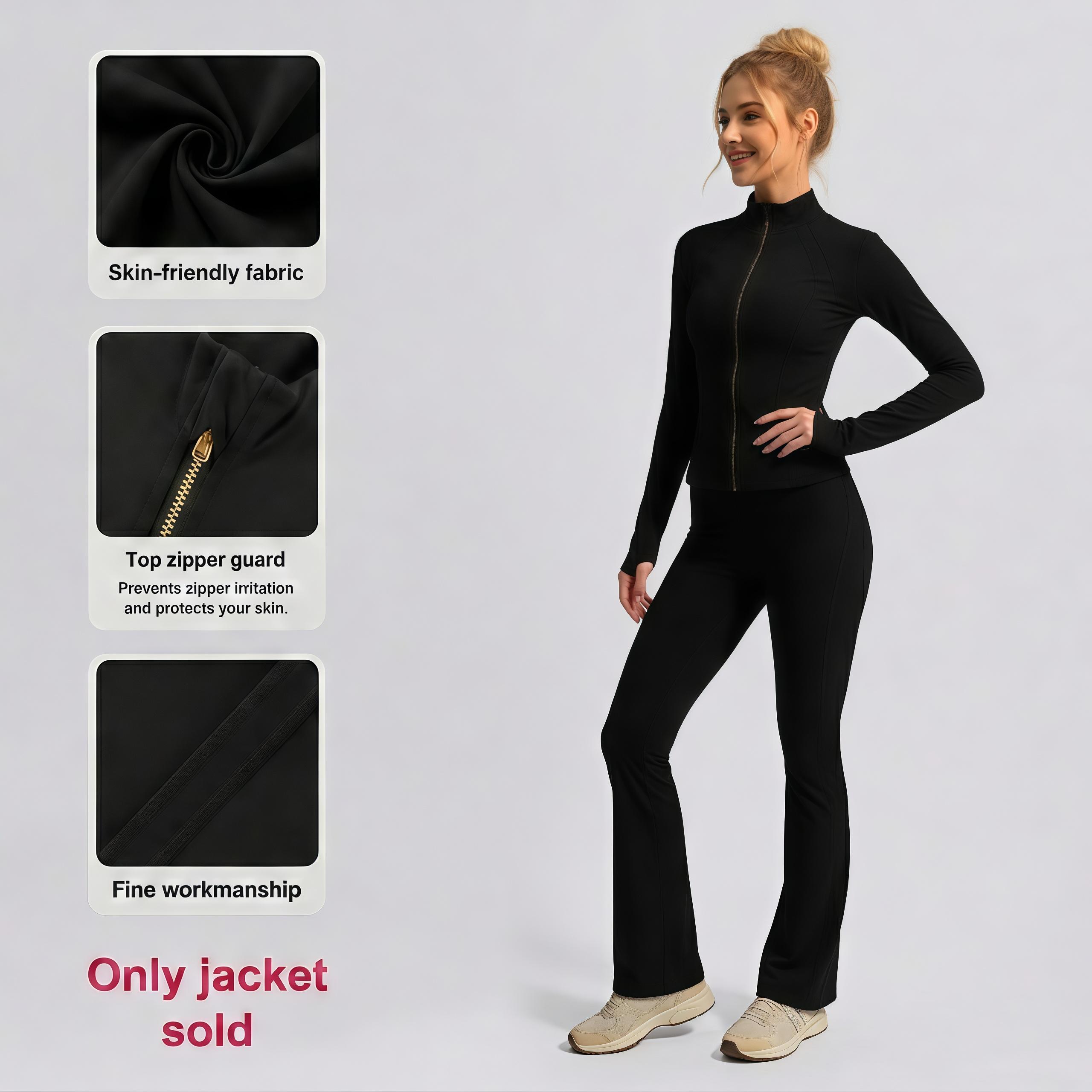 MG1 Women's Thumb Hole Zip Up Sports Jacket, Long Sleeve Active Outerwear Thumbholes Design, Casual Wear for Women Activewear Blazer