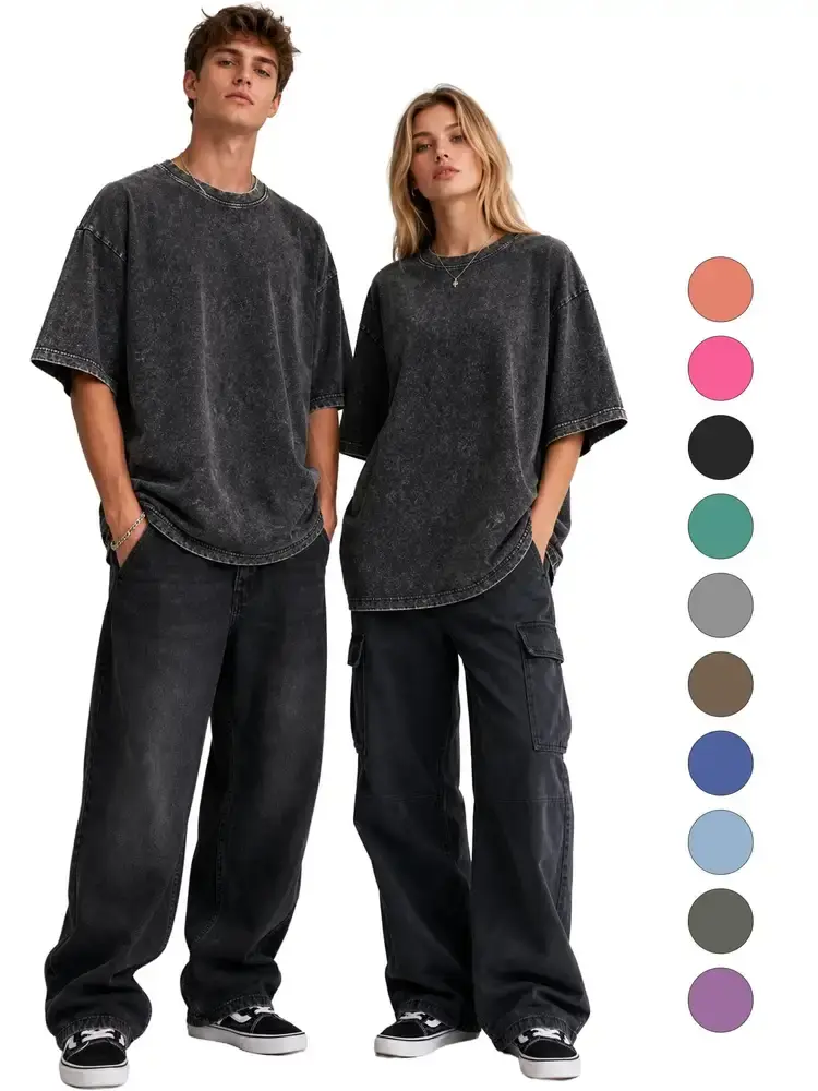 Men's 100% Cotton Acid Wash Oversized Unisex Tshirt - Menswear, Crew Neck, Short Sleeve, Vintage Loose Fit, Soft Breathable Plain All Seasons Casual Basic Streetwear Top, Machine Wash, Medium Length, Mens Clothing, Vintage T Shirts, Oversized T Shirt, Cow