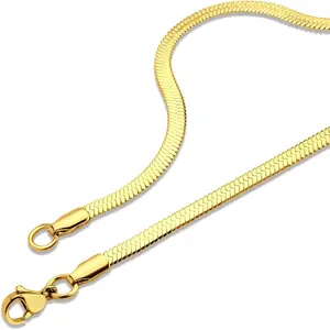 Stainless Steel Flat Herring Snake Chain Necklace for Men & Women