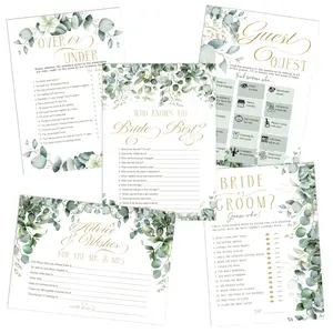 Your Main Event Prints Bridal Shower & Wedding Games Set, Four Games Plus Advice And Wishes Cards, 30 Guests, Elegant Greenery Theme