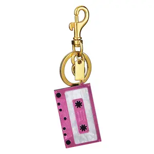 Cute Bag Charm, Vintage Multicolor Tape Keychain, Retro Metal Bag Pendant, Unique Women's Bag Accessory, Decorative Clip