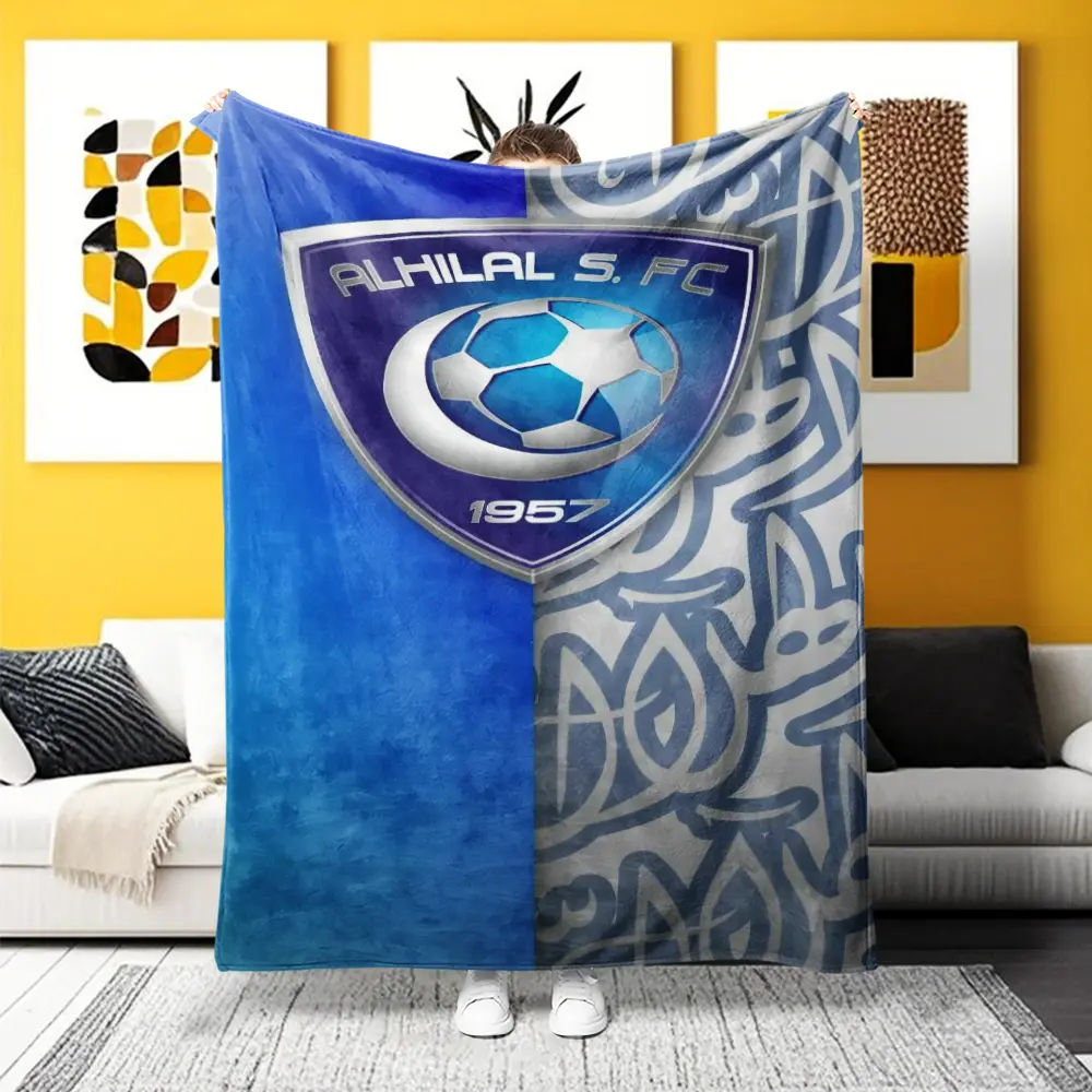 Riyadh Club Fleece Blanket, Perfect Gift for Saudi Football Fans, Features Team Logo & Unique Designs, Ideal for Home Office Camping Use