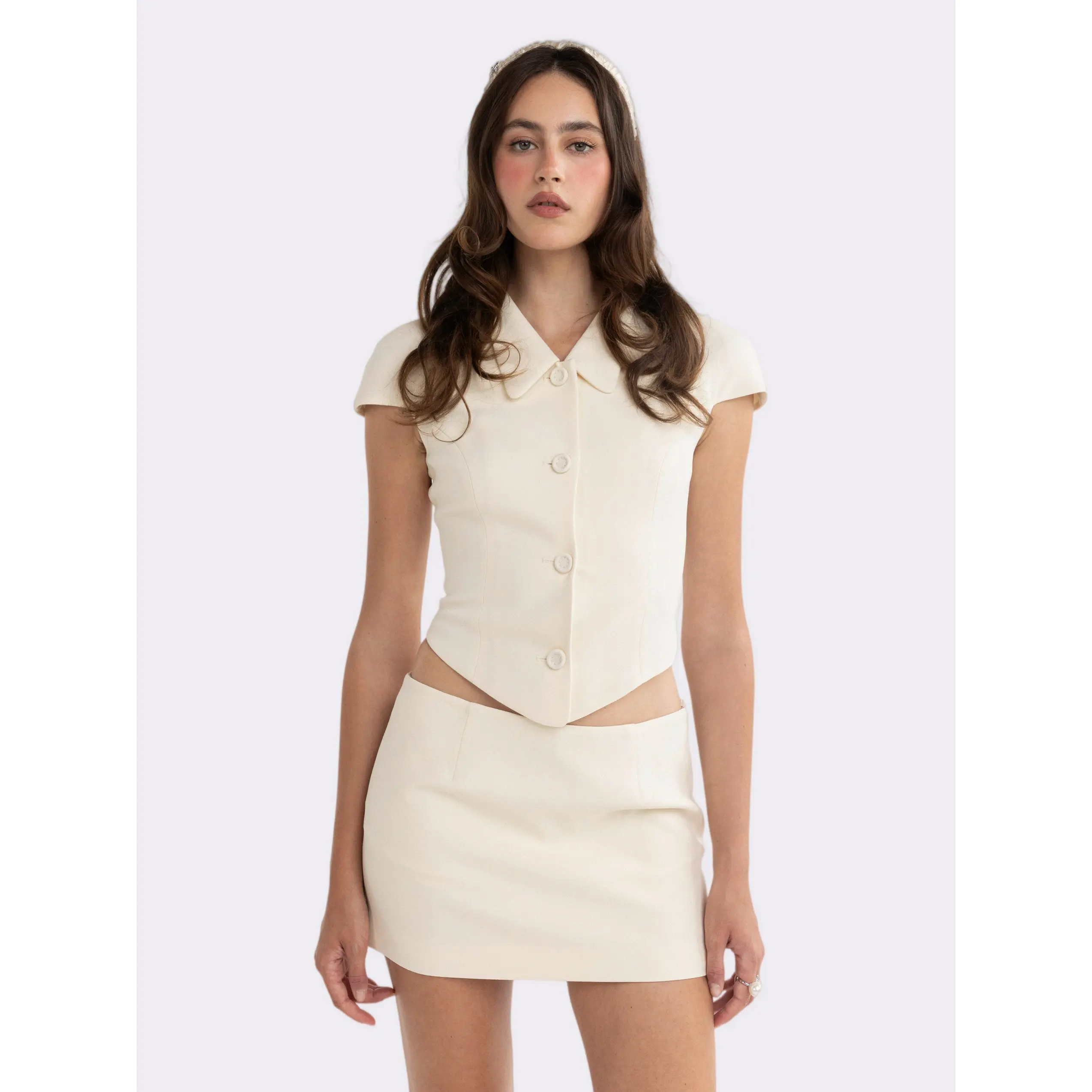 Alina Waist-Cinched Champagne Top