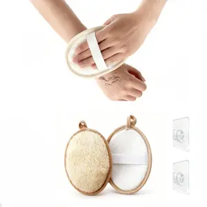 2PCS Natural Loofah Body Scrubber Sponge – Exfoliating Shower Sponge for Deep Cleansing, Gentle on Skin, Made from Egyptian Loofah for Women & Men,With 2pcs Antibacterial Hook