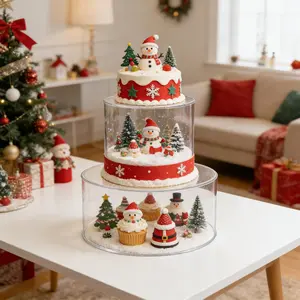 Acrylic Cake Stand Fillable Paper Cupcake Display Rack, Transparent Cake Elevator Cylinder Box, Ideal for Weddings, Birthdays, Christmas Parties