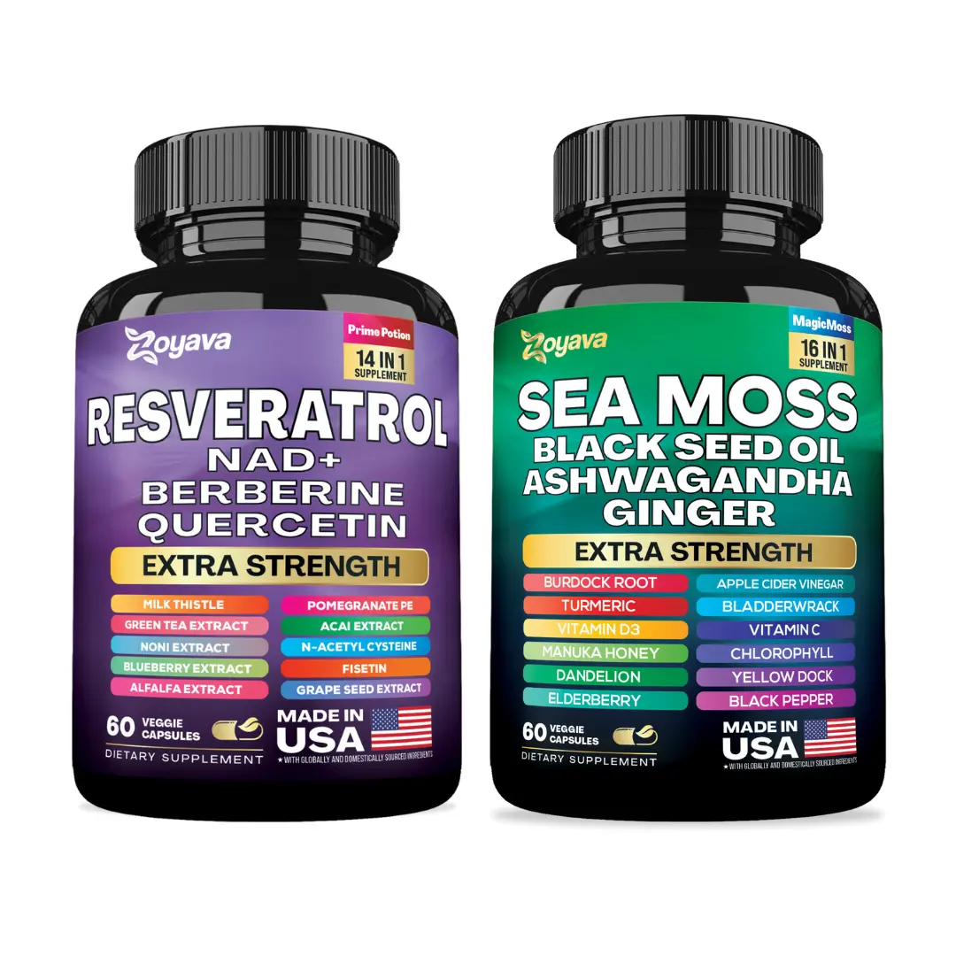 Zoyava Vitality Fusion Bundle: Resveratrol and Sea Moss All in 1 Supplements Zoyava Vitality Fusion Bundle: Resveratrol and Sea Moss All in 1 Supplements