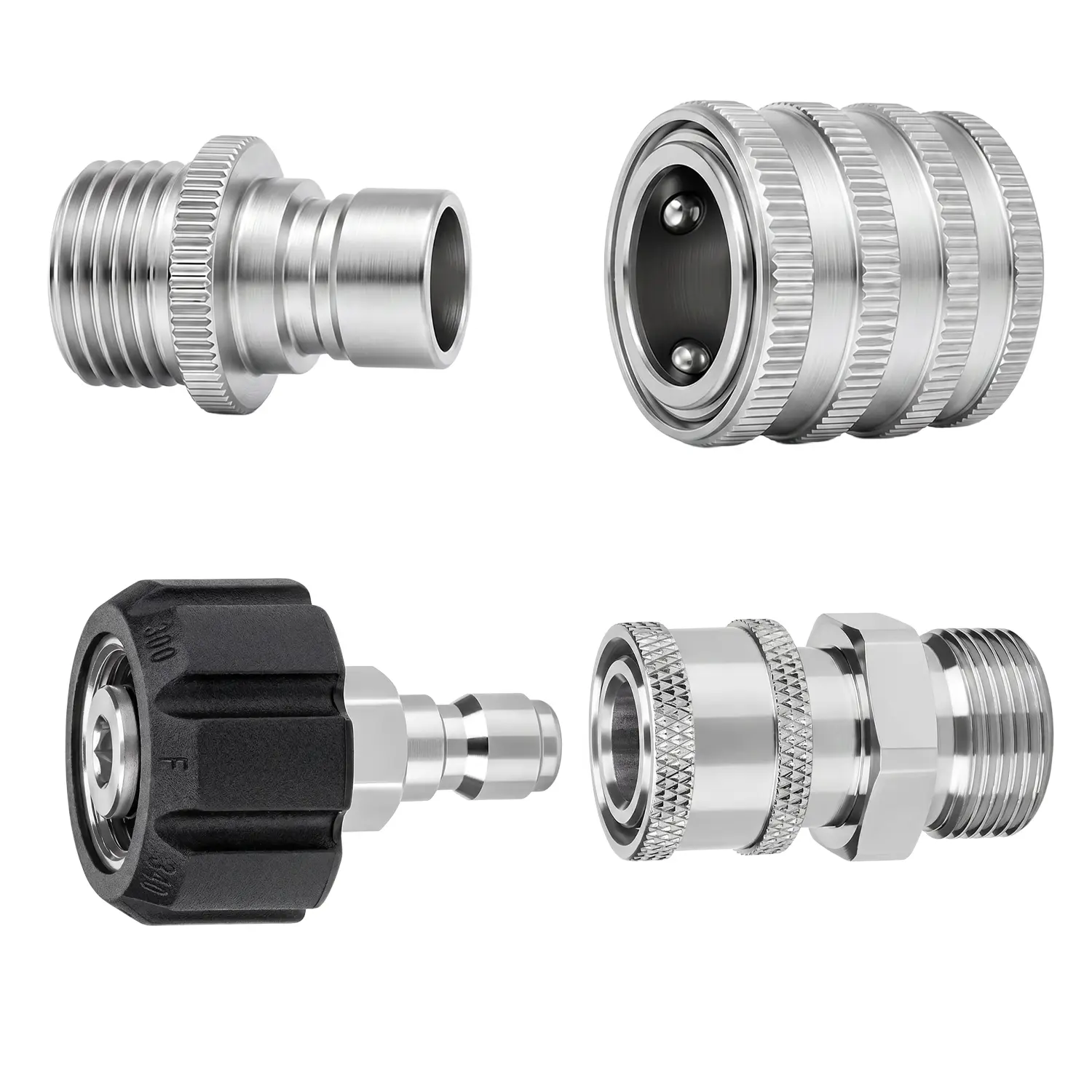 Pressure Washer Adapter Set, Stainless Steel Quick Disconnect Kit, M22 14mm Quick Connect Swivel to 3/8'' Quick Connect, 3/4'' to Quick Release