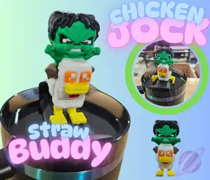 3D PRINTED Baby Zombie Riding Chicken Jock Straw Buddy for Tumbler Cups 4-5 Inches Food Grade Materials Drinkware