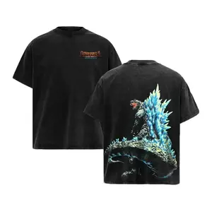 Vintage Godzilla Final Wars Acid Wash T-Shirt Men's Oversized Cotton Graphic Tee King of the Monsters Toho Retro Streetwear Seamless Top Apparel Perfect Movie Fan Gift Classic Gojira Movie Merchandise Simple Straight Cut Designer Y2K Clothing