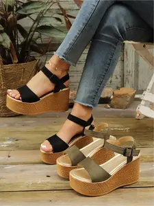 2026 Summer New Wedge Sandals for Women, One-Strap Platform Heels, Open Toe Espadrille Wedges