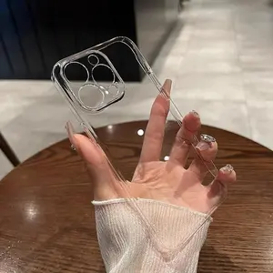 Minimalist Transparent TPU Phone Case, 1 Count Shockproof Clear Phone Protective Cover, Fashion Phone Accessories Compatible With iPhone X XR XS 11 12 13 14 15 Pro Max Series, Smartphone Protector Casing, Phone Guard, Shockproof Cellphone Accessory