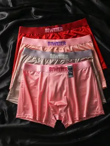 Men's Satin Underwear Set, Boxer Briefs Pack, Breathable Short Pants, Soft Comfortable Fabric, Casual Style, All Seasons Wear, Home & Vacation Use