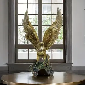 1pc Resin American Style Eagle Wings Exhibition Decoration, Grand Exhibition Opening, Housewarming Gifts, Home Furnishings, Wine Cabinets, Office Tabletop Decorations Ornaments Golden