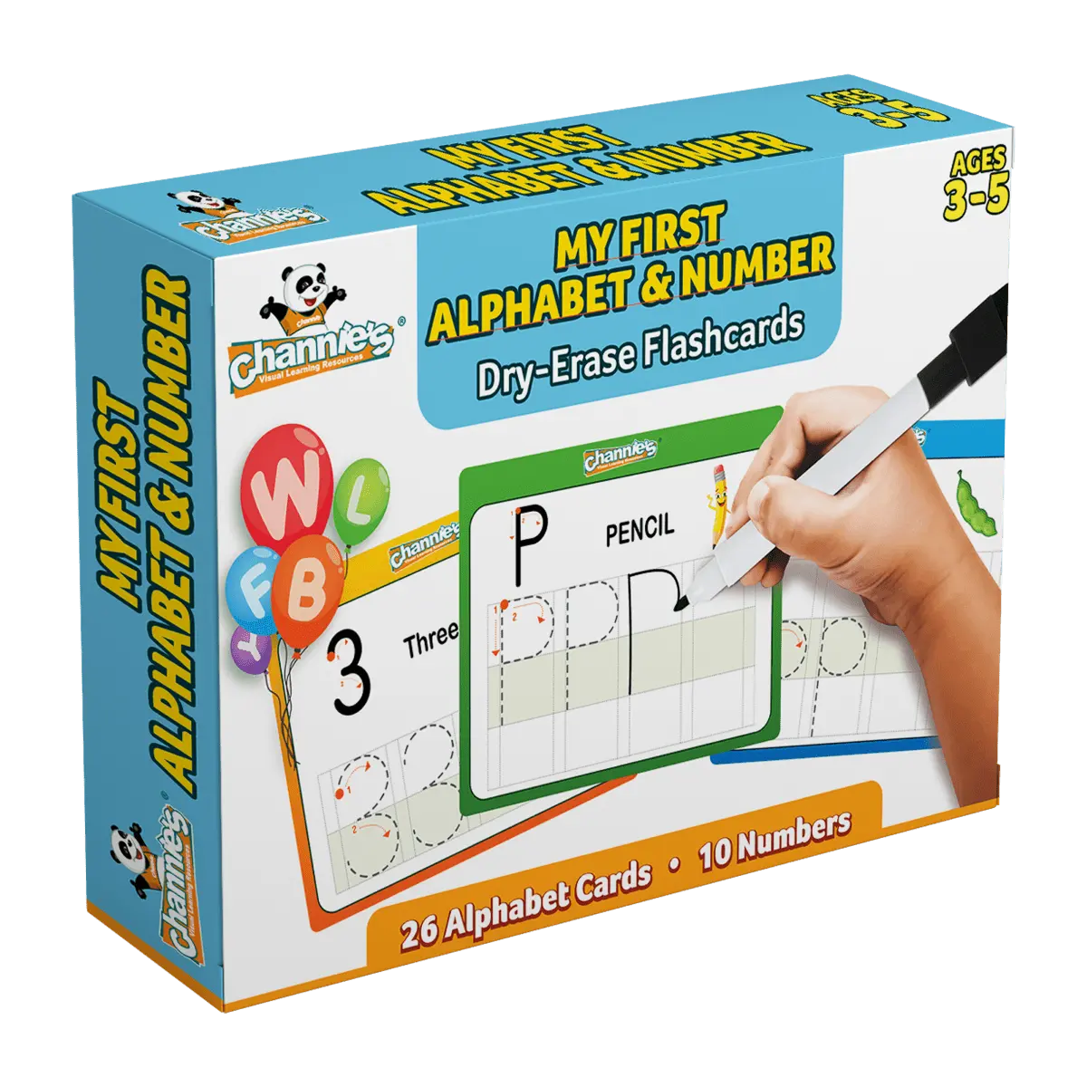 Channie's Visual My First Letter JUMBO Alphabet & Number Dry Erase Flash Cards- Pre-K-K