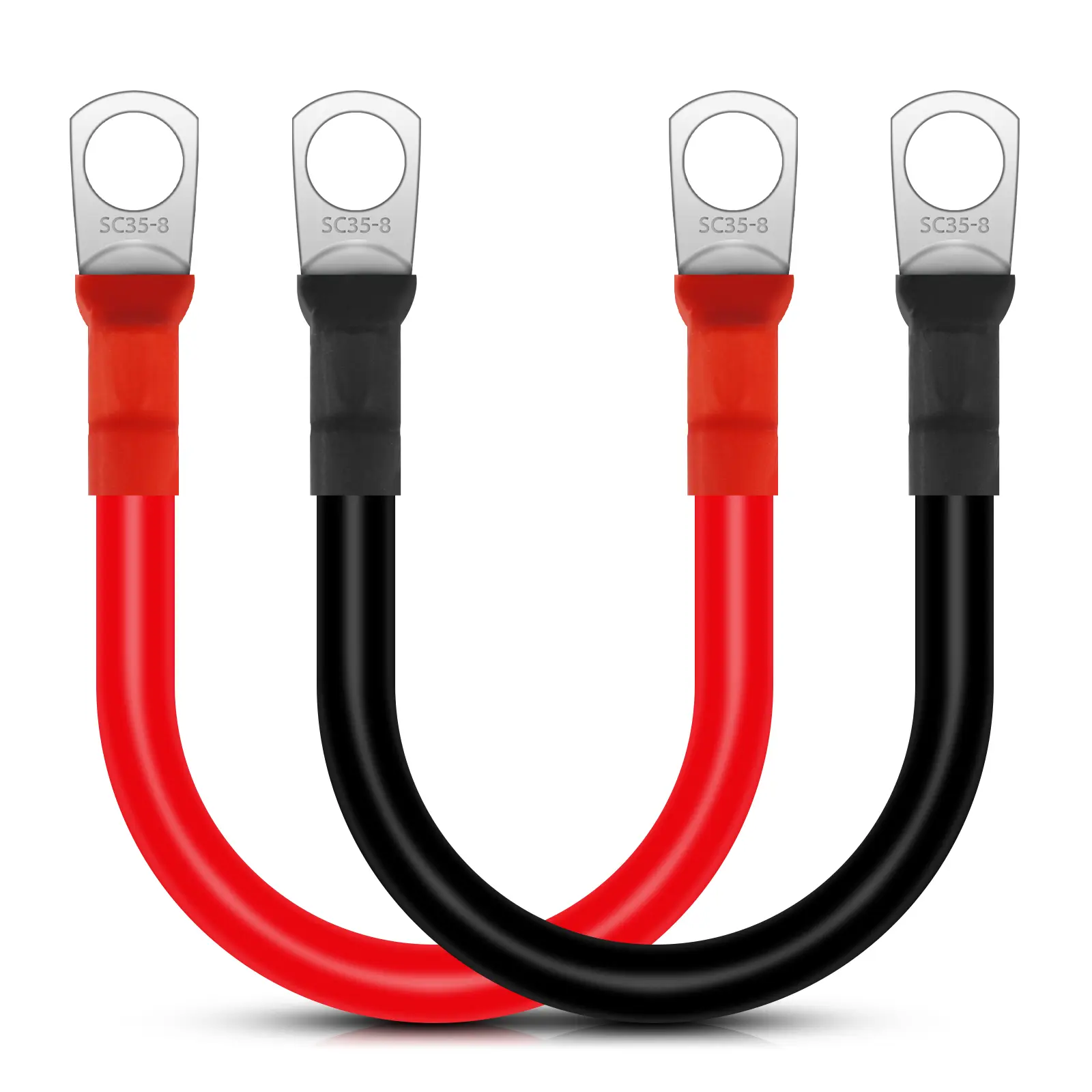 2Pcs 2AWG Battery Inverter Cables with Terminals - 6Inch Copper Battery Power Inverter Leads with 5/16" Lugs Ring Terminals,for Automotive Marine Boat RV Car Motorcycle, Welding