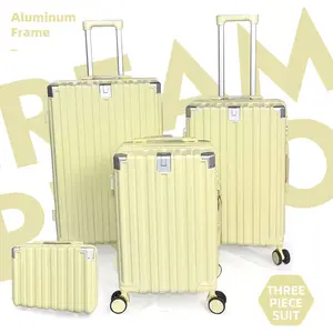 New 4-piece/3-piece cosmetic bag large capacity suitcase, fashion hard shell luggage aluminum alloy bag corner thickening trolley password box