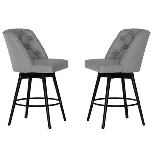 Gaomon 2-Piece 360° Swivel Counter Height Barstools - Performance Fabric Upholstered with Back, Modern Style for Kitchen Island, Dining Room, Barstool