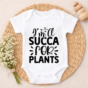 Baby Bodysuit I'm A Succa For Plants Print 100% Pure Cotton Gentle On Skin Snap Closure Breathable Perfect For Gifting & Everyday