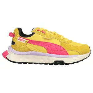 PUMA Womens Wild Rider Vintage Lace Up Sneakers Shoes Casual - Yellow