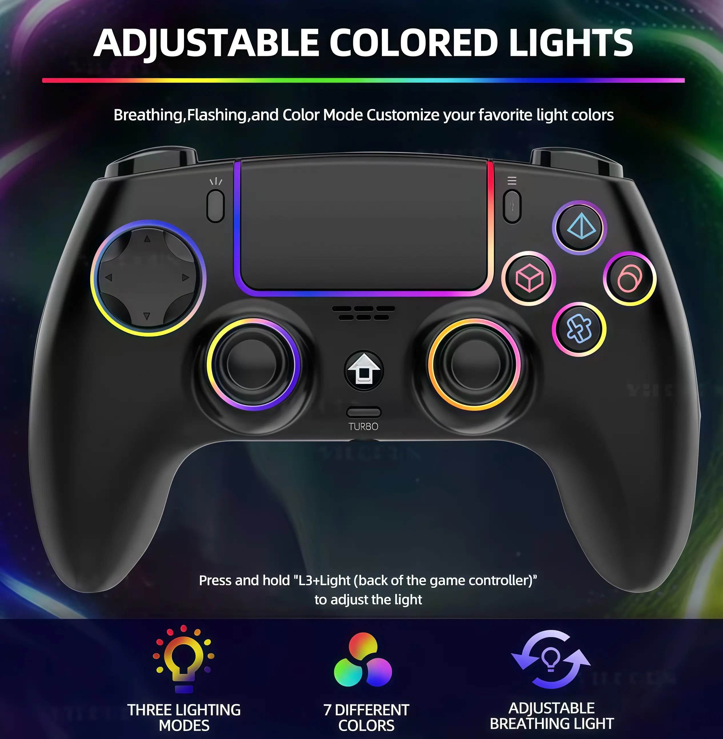 PS5/PC RGB Wireless Controller – Elite Gaming Gamepad with 7-Color Breathing LED & Custom Grip, Holiday Deal Price