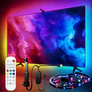 Rgbic Dynamic Color Changing LED TV Backlight Strip, Ar Color Sensor, USB Powered, Music Sync, Suitable for Gaming Room/bedroom/living Room