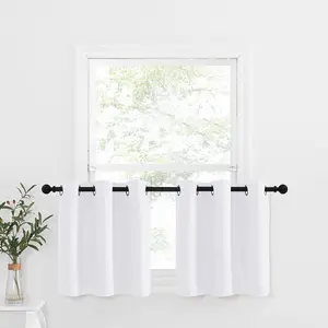 NICETOWN 50% Blackout Curtain Tiers Valances - Grommet-Top Design Room Darkening Window Treatment Drapes for Cafe & Dining Room Decoration, 2 Panels, 42W by 24L with 1.2 inches Header, Pure White