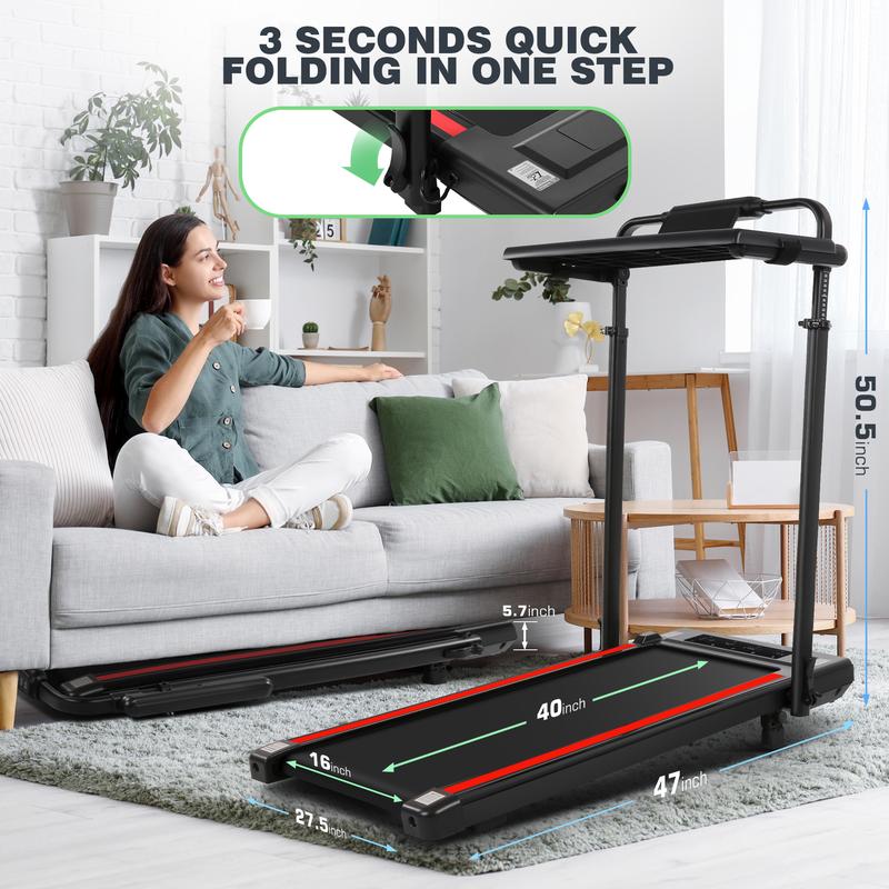 【New Year Special Offer】8-in-1 Under Desk Treadmill Walking Pad - Adjustable Height & Incline,  Foldable Home Treadmill with 3 Control Modes, 350lbs Capacity, No Assembly Required