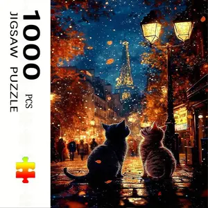 1000 Piece Large Paper Jigsaw Puzzle Set, Romantic Cat Theme DIY Decoration Kit, Perfect for Home Decor & Interactive Fun