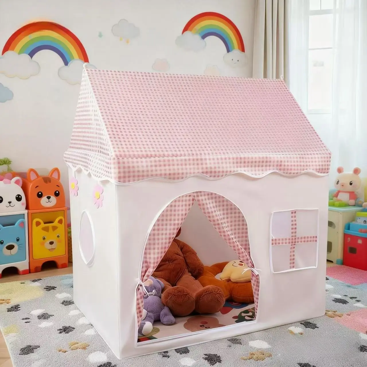Kids Castle Play Tent | Portable Play Tent | Party Play Tent | Floral Design Play House | Indoor Playhouse | Pretend Play Tent | Secret Base & Sleep Tent | Outdoor Beach Playhouse | Ideal Gift for Boys Girls | Christmas Halloween Gift | No Accessories