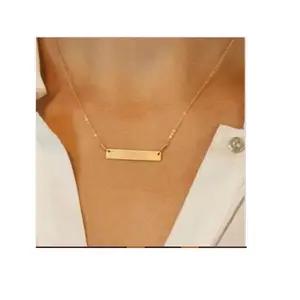Simple Gold Pendant Bar necklace