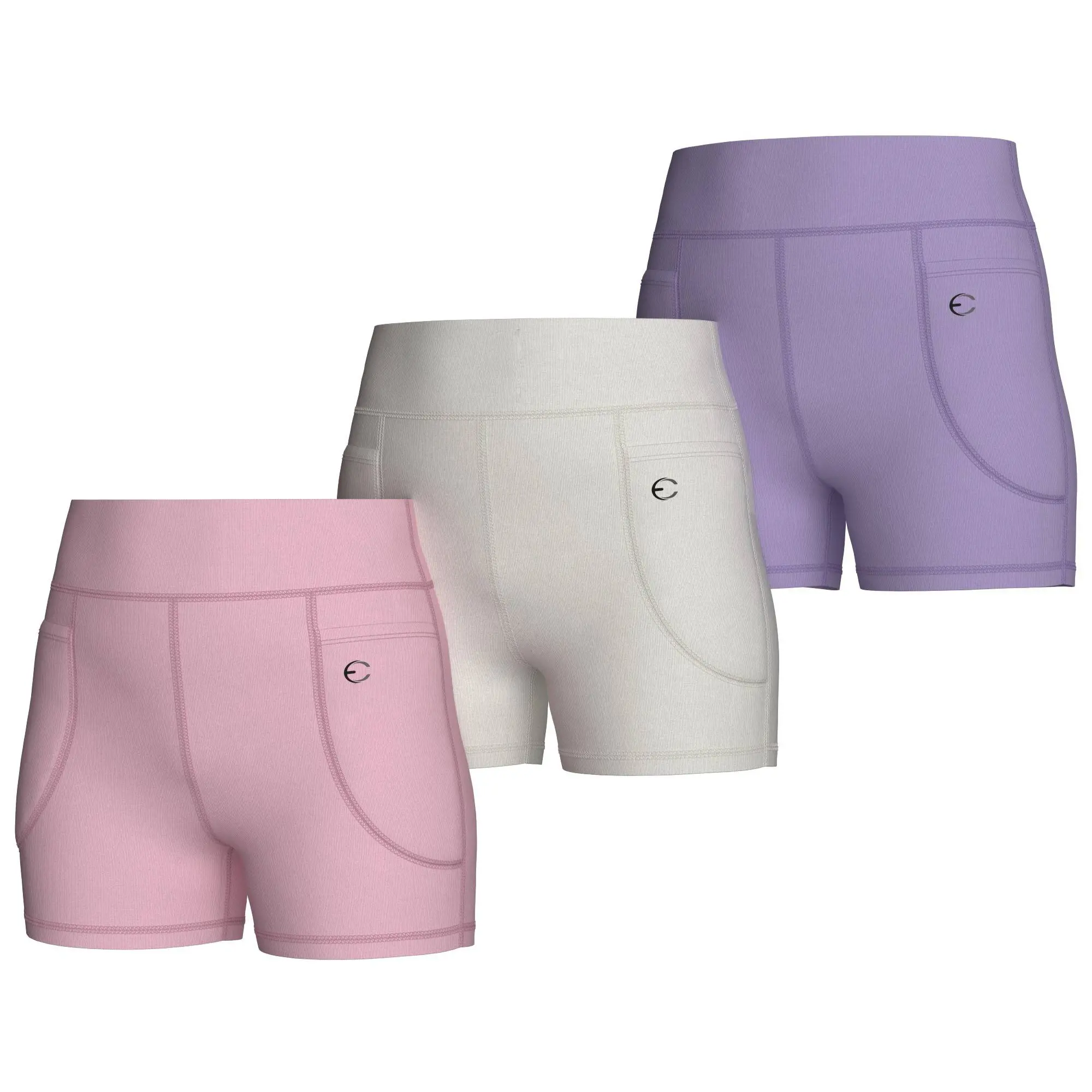Essenclo Girls High Waisted Biker Shorts 3-Pack with Pockets for Dance, Gymnastics, Volleyball, Cheer & Everyday Wear