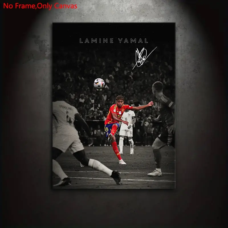 1 piece/set frameless canvas painting print poster,Canvas wall art,Athlete wall decor,classic realistic art,football rising star Lamine Yamal,ideal gift for sports and culture enthusiasts and home decoration