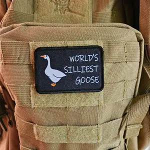 World's silliest goose meme funny  2"x3" morale patch with hook and loop backing
