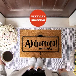 Alohomora Doormat, Unlock the Magic, Perfect Harry Potter Gift for New Homeowners, Alohomora Entry Mat,  Ideal for Harry Potter Fans & Housewarmings, Unique Coir Doormat for Harry Potter Enthusiasts