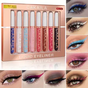 Cakaila Glitter Liquid Eyeliner Set - 8 Vibrant Metallic Colors Waterproof Long Lasting Quick Dry Shimmer for Party & Daily Makeup - Lipliner