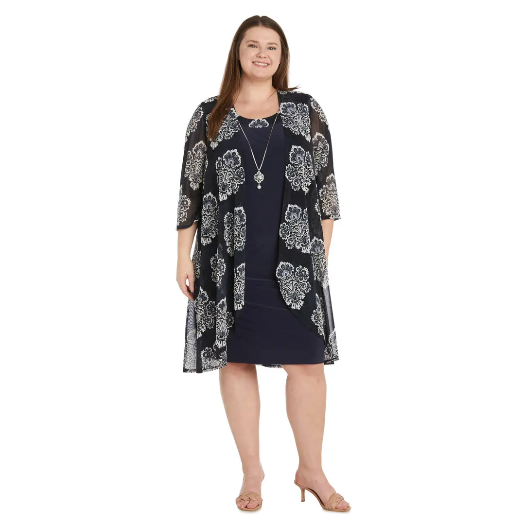 R&M Richards 1427W Mother of the Bride Short Plus Size Jacket Dress