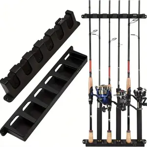 Wall-Mounted Fishing Rod Storage Display Rack, Durable Plastic Holder, 6-Hole Design for Organizing and Showcasing Your Fishing Rods, Fishing Pole Rack, Fishing Pole Holders
