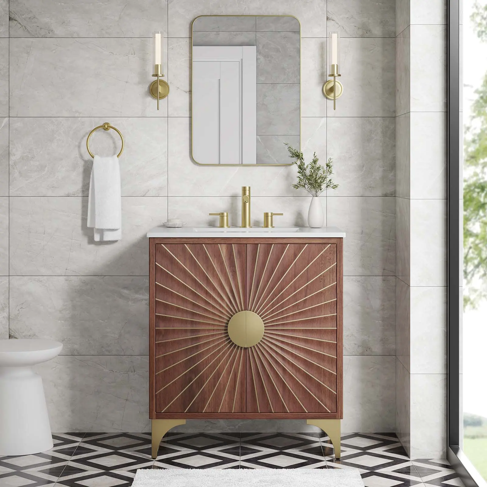 Modway Daylight 30" Bathroom Vanity in White Walnut
