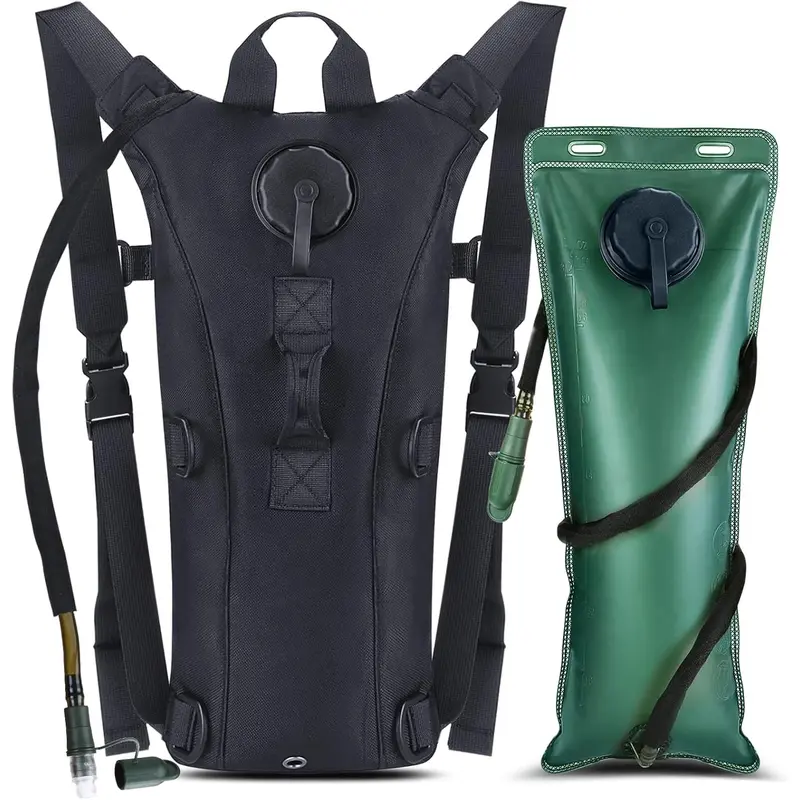 Unisex Tactical Hydration Backpack with 3L Reservoir, 21oz Capacity, Adjustable Shoulder Straps, Slim 2.8in Depth Packs Light, Quick Access, Phone Pocket, 16.9x7.1x2.8 Inches - Compact Cycling Hiking Gear, fathersdaygift