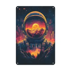 Astronaut in Space Metal Poster Tin Signs Wall Art Decoration Bed Room Decorations Custom Metal Sign for Home Decoration Retro
