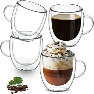 Double Layer Glass Coffee Cup Set, Coffee Drinkware, Durable Insulated Design, Suitable for Hot Drinks, Ideal Gift for Coffee Lovers, 1-2-4-6 Pieces