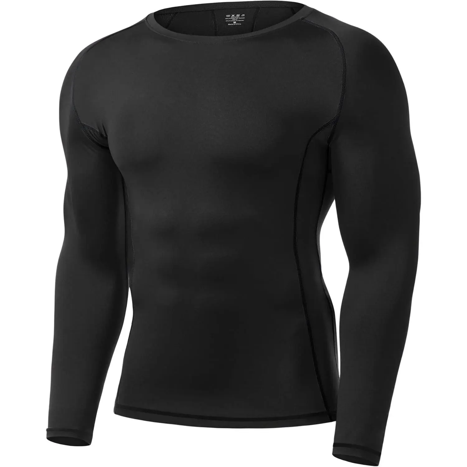 Men's High Compression Long-Sleeve T-Shirt, Male All-Seasons Cool Dry Athletic Base Layer, for Baseball & Softball, Workout & Running Sports Tops, Body Shaping Effect, Breathable, Quick-Dry, M, Moisture-Wick