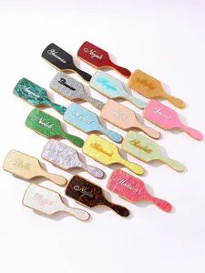 Personalized Marble Name Hair Comb – Custom Acrylic Glitter Bridal & Bridesmaid Hair Accessory Gift for Her