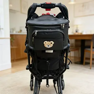 Cute Little Bear Stroller Storage Bag, Large Capacity Multi-Pocket Stroller Accessory, Convenient Baby Gear Organizer