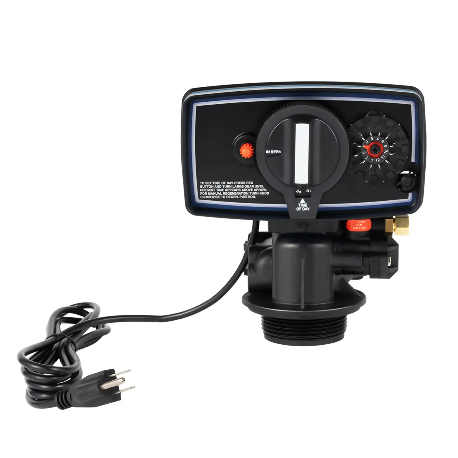 Time Clock Control Valve for Water Softener 110V Automatic Regeneration Valve Top Mounted Siphon Regeneration ABS Plastic 1 1 Inch Inlet Outlet for Resin Tank Industrial Boiler Heat Exchanger