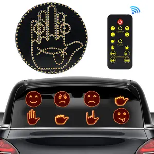 Car Decorative Light with Remote Control, Led Car Lights, Car Light Embellishments, Battery Powered Emojis & Gestures Car Decorative Light, Fun Car Gadgets for Men and Women