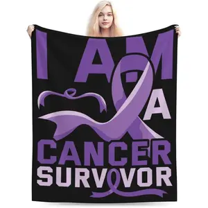 I Am A Cancer Survivor Throw Blanket for Couch 50"x40" Bed Sofa Super Soft Cozy Blanket Flannel Blankets & Throws