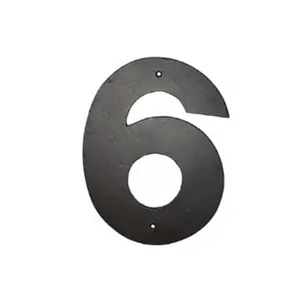 212 MAIN 16 in. Aluminium Helvetica Modern Font Hand-Mounted Individual House Number 6, Home Improvement Decor Sign
